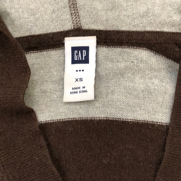 GAP wool blend cozy sweater hoodie long sleeve pullover top brown gray stripe XS - Picture 4 of 8